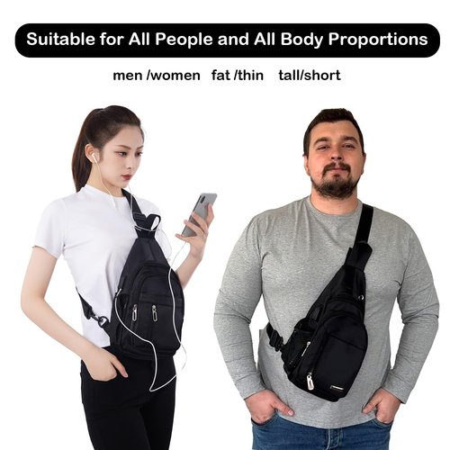 JENAGREEN Waterproof Sling Backpack Crossbody Sling Bag for Women Men, Multipurpose Travel Hiking Adjustable Chest Bag Casual Daypack