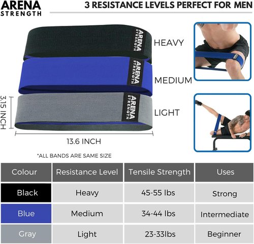 Arena Strength Fabric Booty Bands - Premium Resistance Bands for Legs and Butt | Includes Workout Guide & Carry Case
