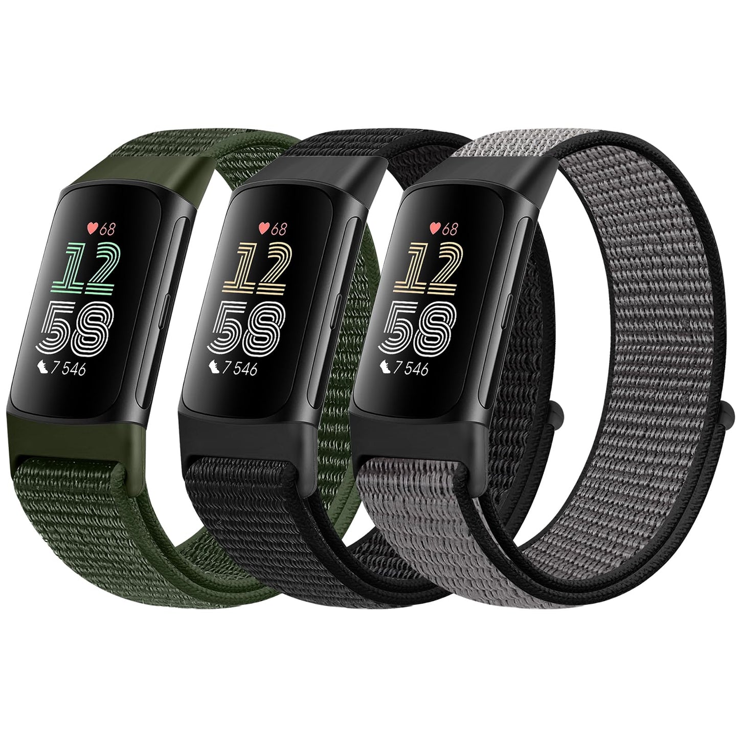 AVOD Sport Loop Nylon Watch Bands Compatible with Fitbit Charge 6/Charge 5 for Women Men, Adjustable Breathable Replacement Soft Nylon Loop Wristband for Fitbit Charge 6/Fitbit Charge 5