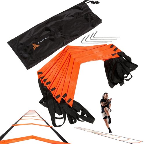 JAWKU Speed Ladder - Extra Long 21-Foot with 15 Rungs for Enhanced Balance and Agility Training