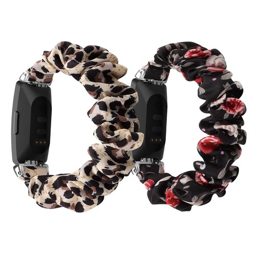 FitTurn Cute Elastic Bands Compatible with Fitbit ACE 3/ ACE 2 Band Small Elastic Cloth Pattern Printed Fabric Wristbands Bracelet Watch Band for Inspire 2 (2pack-3)