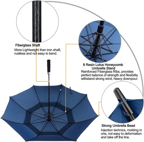 ACEIken Golf Umbrella - Extra Large 58/62/68 Inch Automatic Open | Windproof & Waterproof Double Canopy