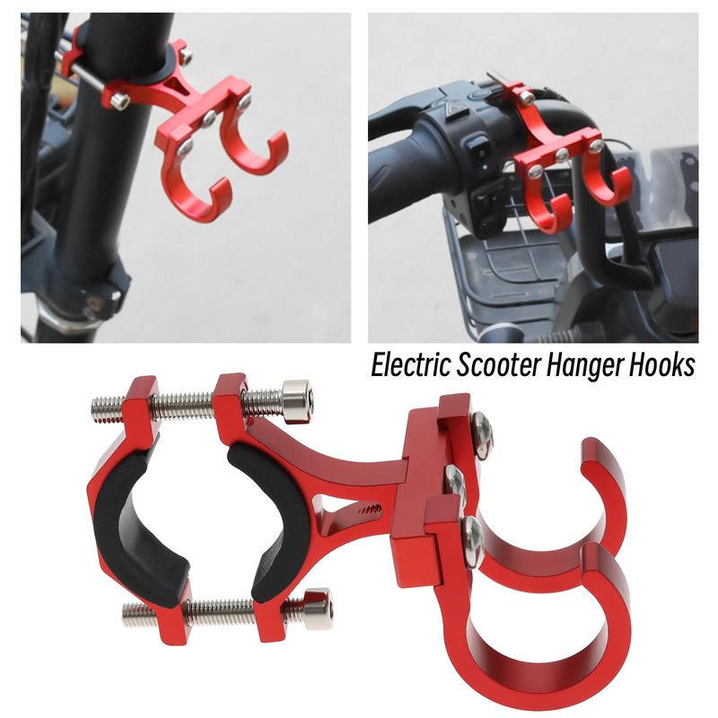 Create idea Aluminum Alloy Double Hook Holder for 18mm-35mm Handlebar Diameter Red
