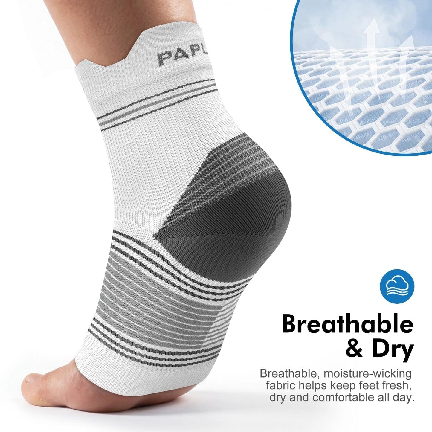6 Pairs Plantar Fasciitis Socks for Men & Women, Ankle Brace Compression Socks with Arch Support for Achilles Tendonitis, Heel Pain, Swelling & Arthritis Relief, White, Small