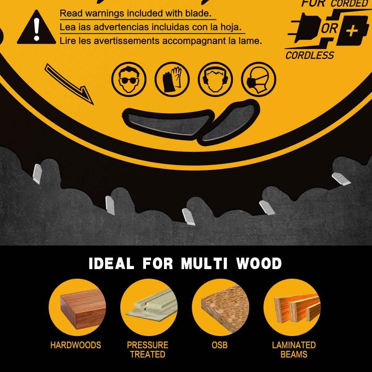 Vierdwin 7-1/4 Inch Circular Saw Blades Combo (24T/40T/60T) - 5/8" Arbor Carbide-Tipped for Wood, Plywood, MDF, Hardwood, Softwood - Fits Circular & Cordless Saws