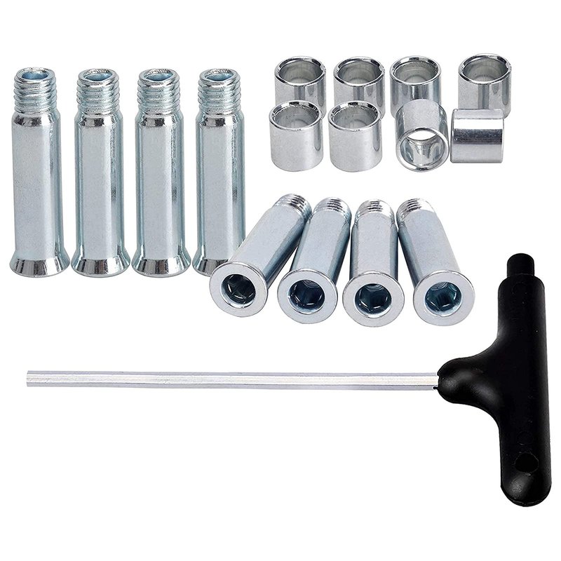 Still Awake Inline Skate Axle Spacer Screw Replacement, Aluminum Alloy Skate Wheel Bearing Spacer, Roller Skate Replacement Accessories with Axle & Axles Screws & Wrench (8mm Axle + 8mm Wheel Spacer)