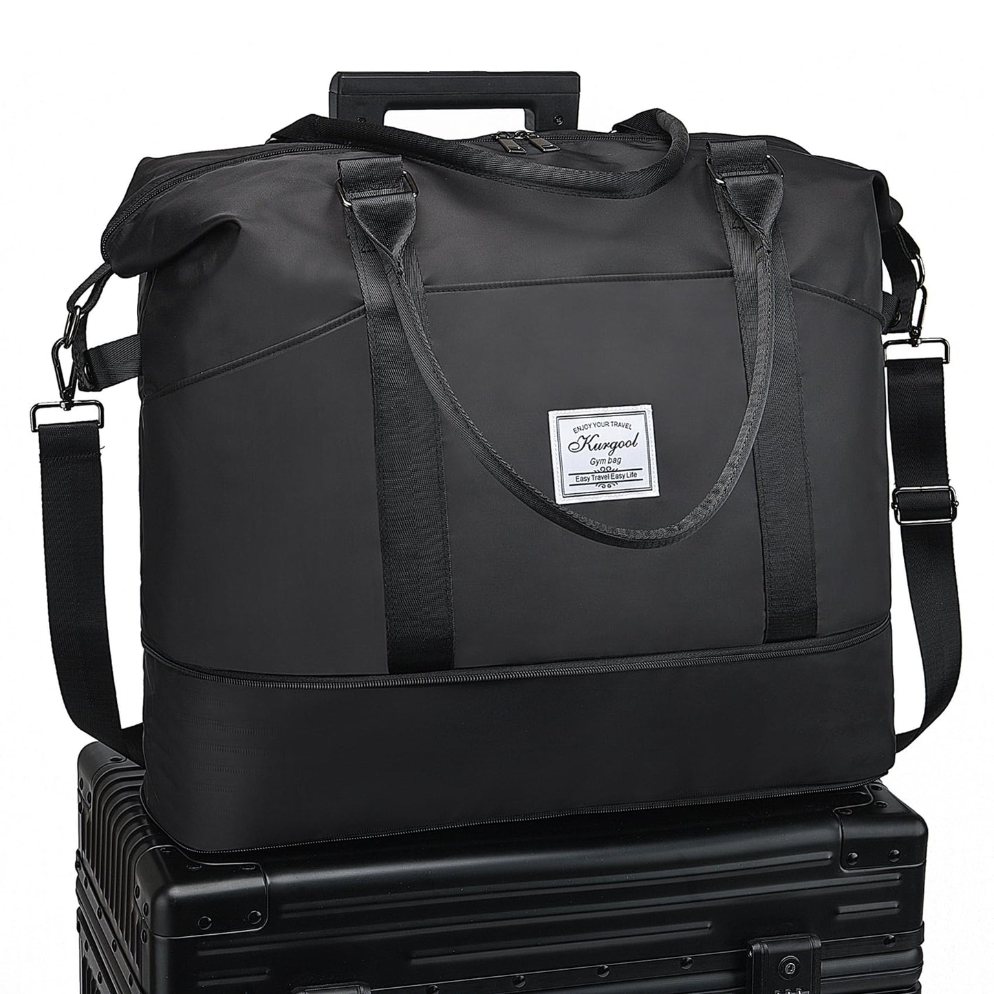 Large Travel Bag with Wet Pocket, Multiple Pockets Gym Duffel Tote Bag, Waterproof Carry On Bag with Trolley Sleeve