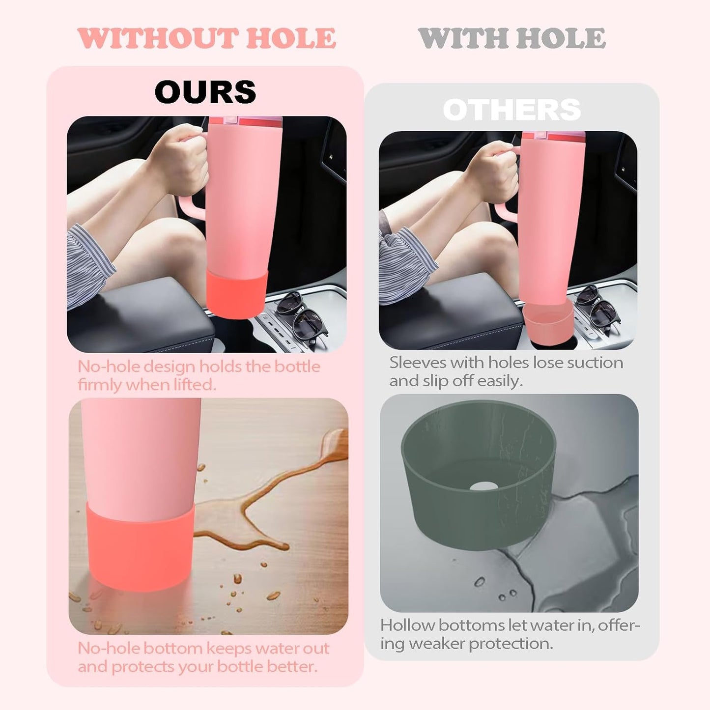 Owala Silicone Boot for 30oz & 40oz FreeSip Sway Bottles - Non-Slip, Scratch-Resistant Stability | 12 Colors Available (Angel Food Cake Red)