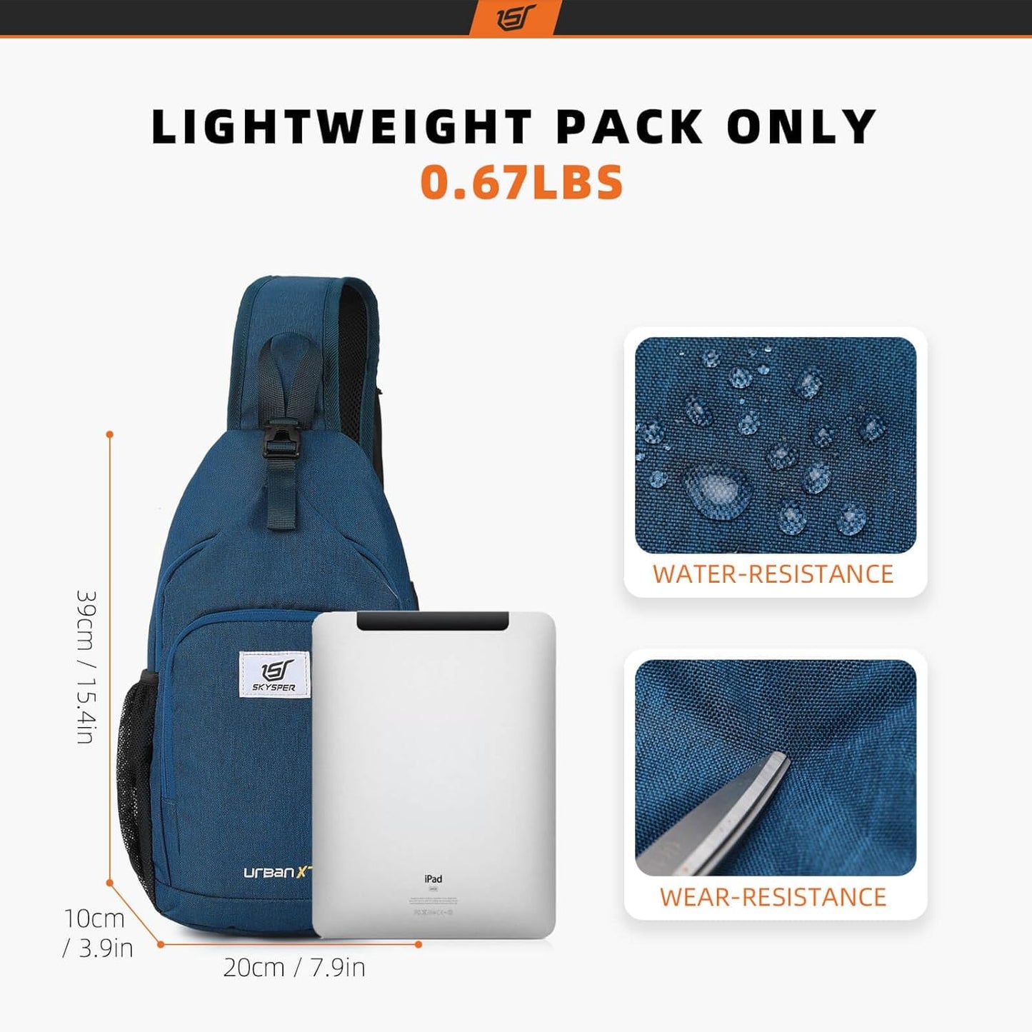 SKYSPER Sling Bag - RFID Crossbody Backpack for Travel & Hiking - Unisex Daypack in Blue