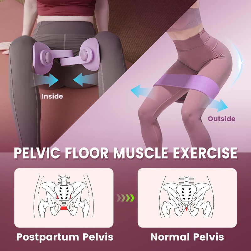 SUSHENJO Inner Thigh Exerciser Resistance Band Set, Pelvic Floor Kegel Trainer, Hip Leg Trainer for Postpartum Recovery Home Gym Equipment