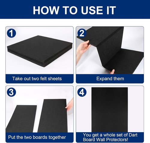 Felt Wall Tiles Dart Board Wall Protectors - 36" H x 24" W x 0.5" Thick | Durable Cork Board Alternative