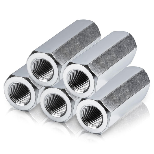 Hicarer 5 Pcs 014973322175 Coupling Nuts 3/8-24 x 1-1/8" Hex Coupling Nut with Zinc Plate Threaded Rod Connector