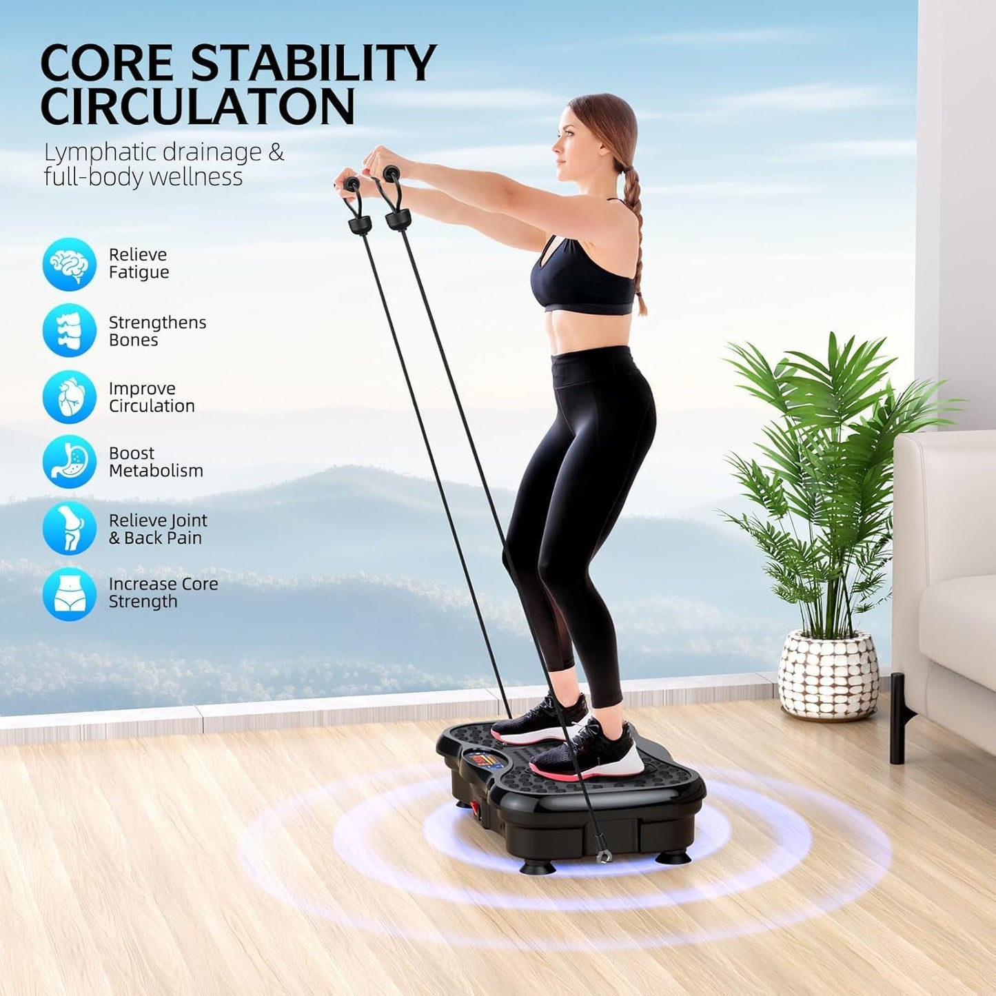 Skiennix Vibration Plate Exercise Machine - Lymphatic Drainage & Muscle Recovery | Bluetooth, 330lbs Capacity