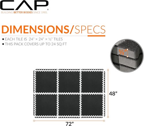 CAP Barbell Interlocking EVA Foam Puzzle Mat Tiles - 24" x 24" x 1/2" | Durable & Colorful Options