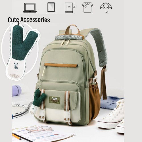 srdmuph Kawaii Backpack with Cute Accessories Pendant Travel Bag Large Outdoor Waterproof Casual Daypack Women Men (Blue)