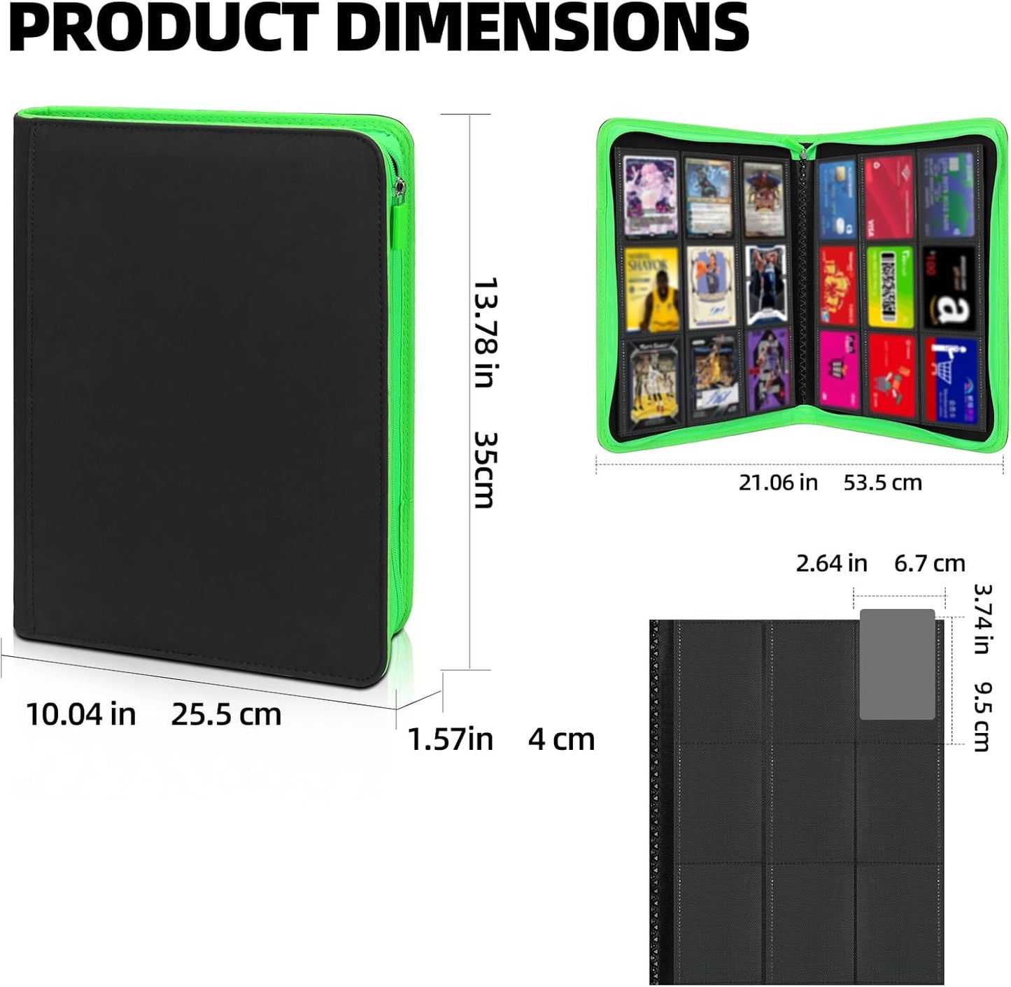 Skiennix Premium Trading Card Storage Album - 9 Pocket Zipper Binder for 360 Cards | Black & Red