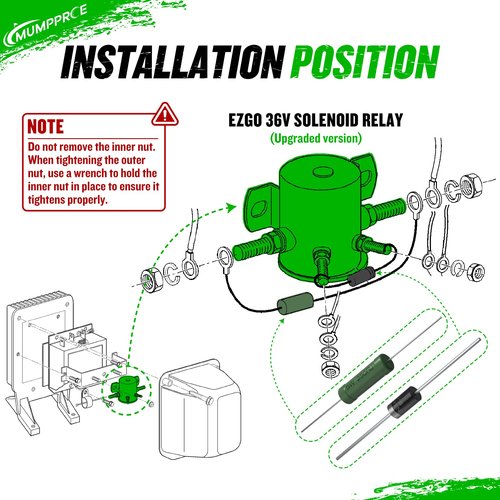 EZGO 36V Solenoid Relay with Resistor&Diode，Golf Cart Solenoid for Electric EZGO TXT Marathon 1980-2010, 70 Series Continuous Duty Solenoid with Mount Bracket, OEM# 27855-G01, 11761G1,27855G02,31680G1