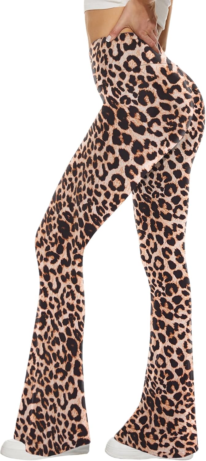 Sundwudu Black Flare Yoga Pants - Soft High Waist Bootcut Leggings for Tall Women