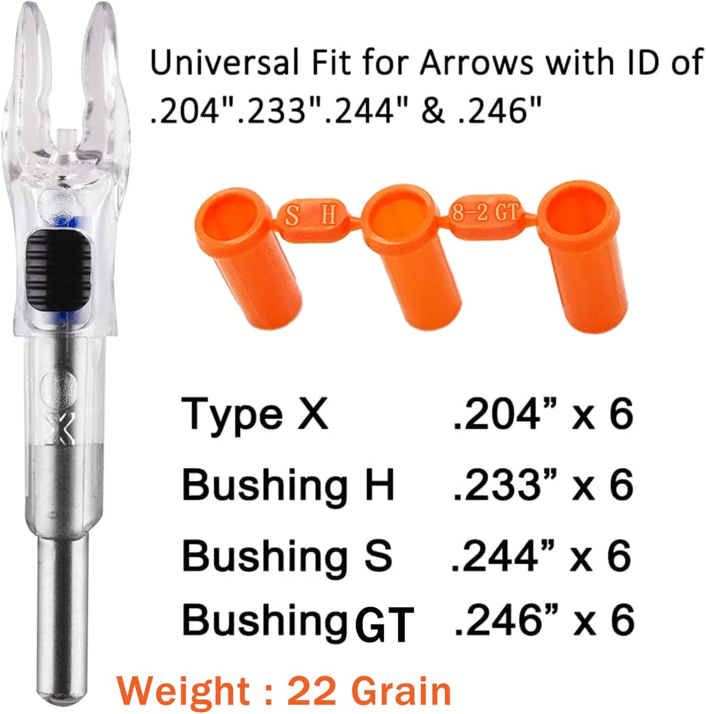 Skiennix Lighted Arrow Nocks - High-Visibility LED with On/Off Switch | Fits .204, .233, .244, .246 Diameters - 6 Pack