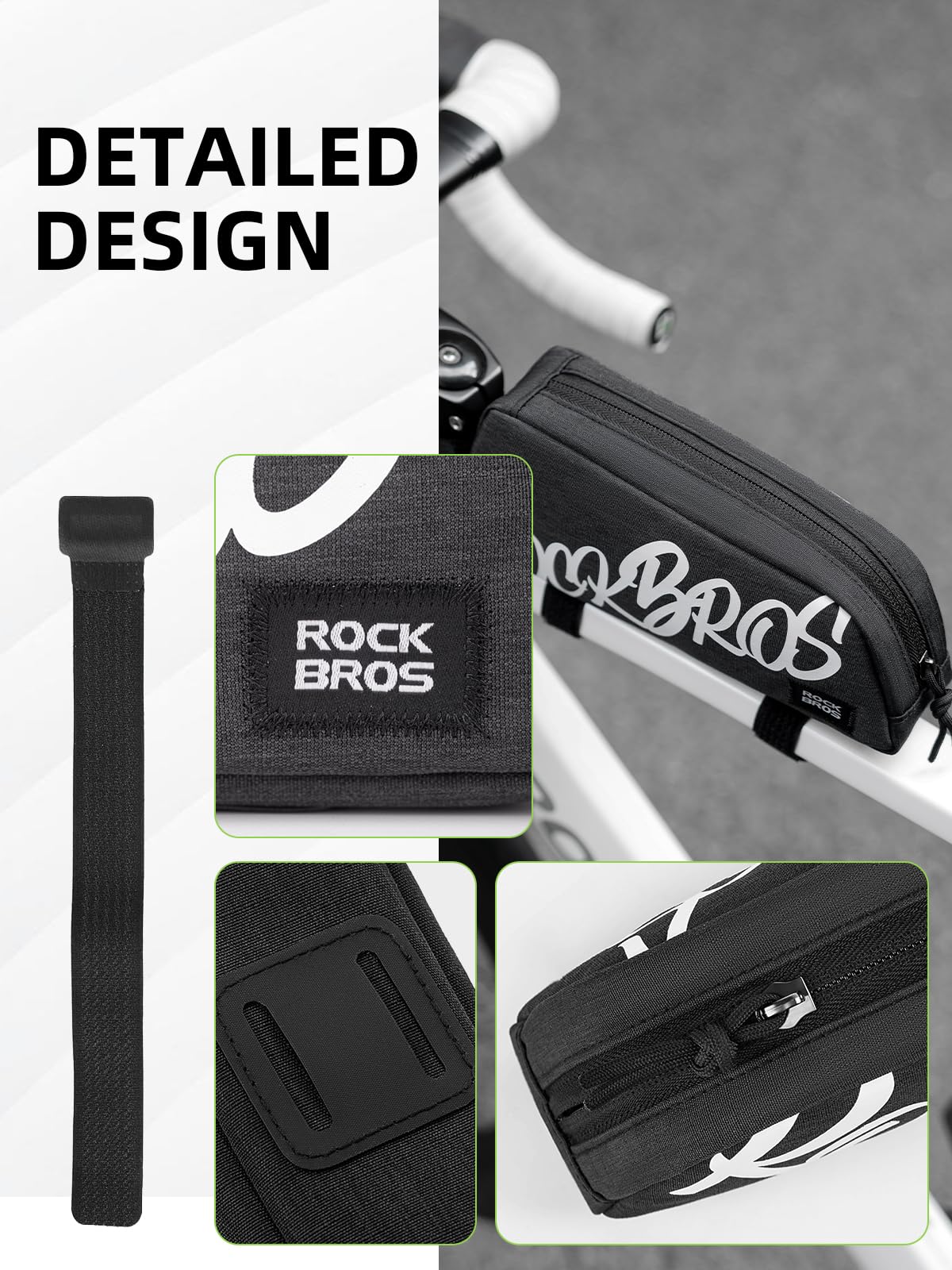 ROCKBROS Top Tube Bike Bag, Lightweight Bike Frame Bag, Quick Installation Bike Storage Bag, Small Bike Accessories Pouch for MTB, Road Bike