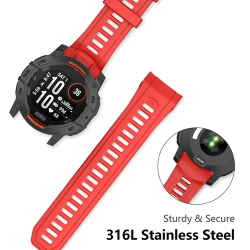OVERSTEP Watch Bands Compatible with Instinct 3 Amoled/Solar 50mm 26mm Soft Siliocne Strap for Garmin Instinct 3 Smartwatches, Red
