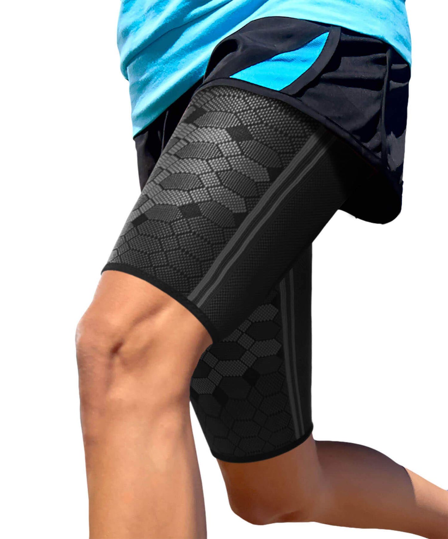 Sparthos Thigh Compression Sleeves, Quad Wrap, Hamstring Brace - Black-XXL