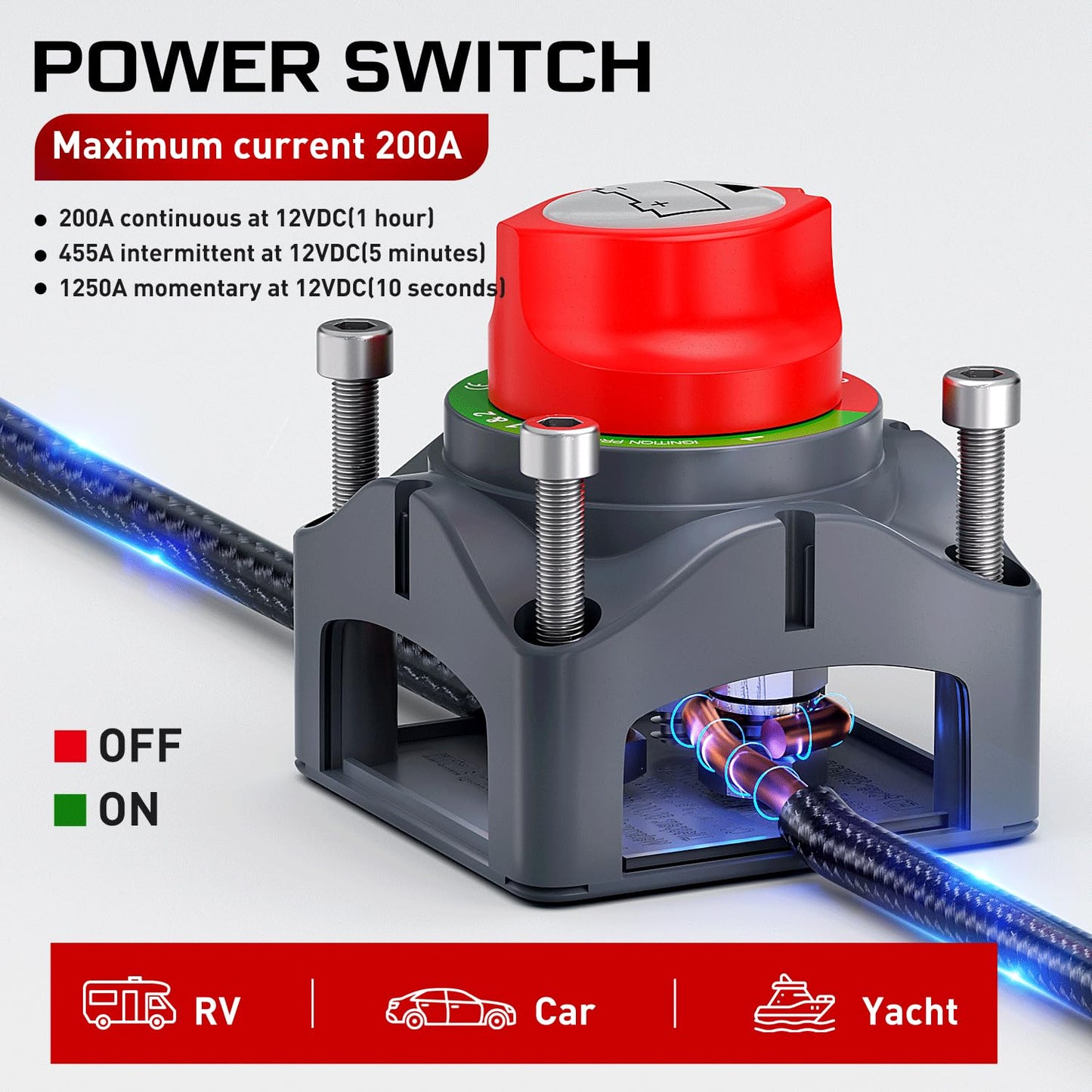 Nilight 2 Pack Heavy Duty Battery Switch | 12V/24V/48V 275A On/Off Power Cut Isolator for RV, Truck, Boat