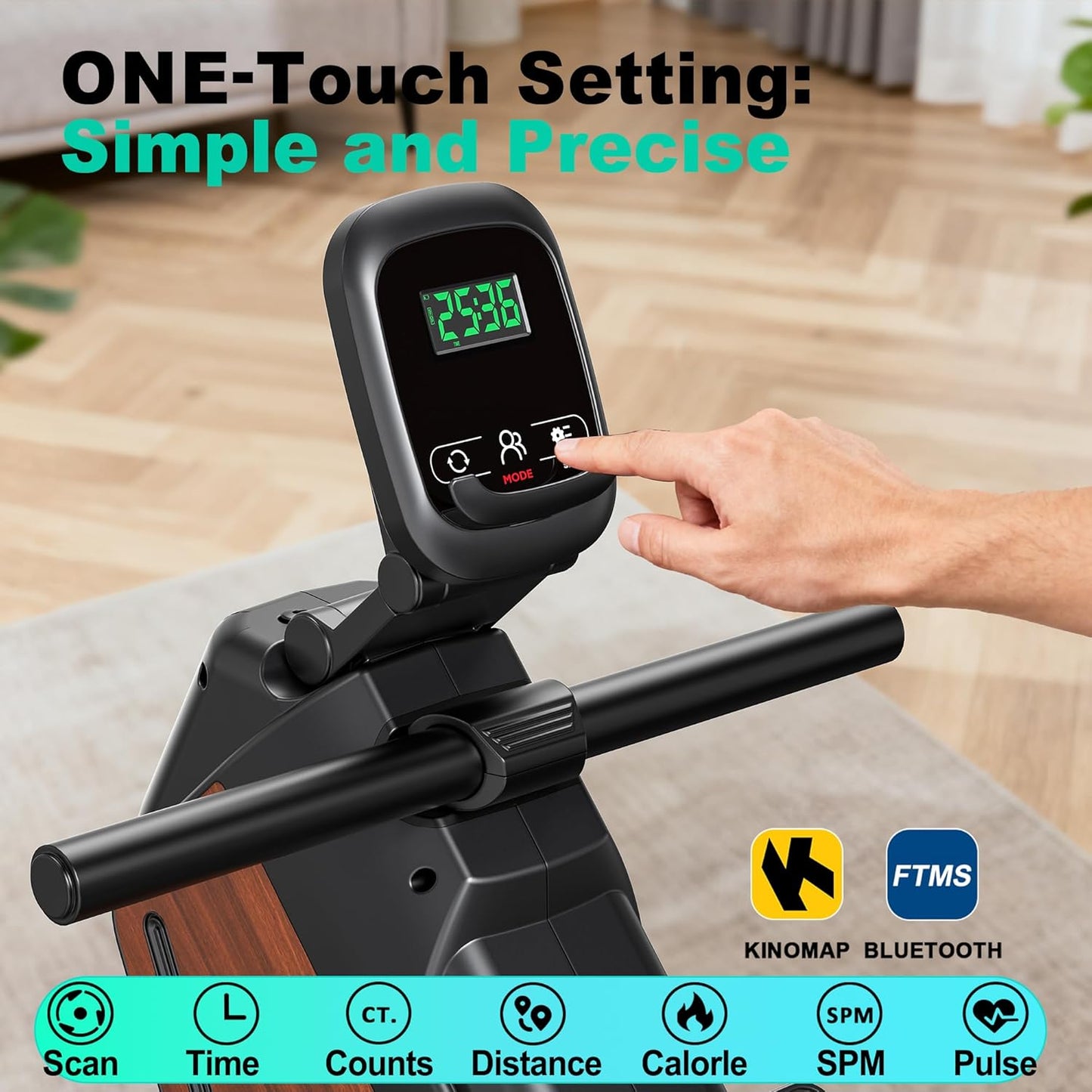 Rowing Machine - Magnetic Rower with 16 Resistance Levels | Quiet Home Cardio Trainer, APP Connection, 160 kg Capacity
