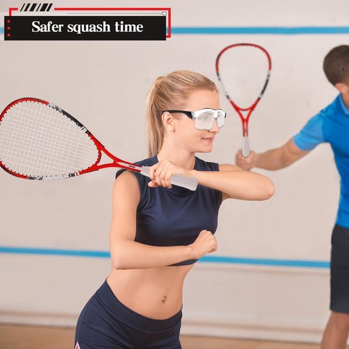 2 Pack Beginner Squash Racquet Set Includes Racquets with Racket Bags Anti Fog Goggles Cases Blue Dot Ball Indoor Gym Sports for Beginners Novice Training Recreational Play
