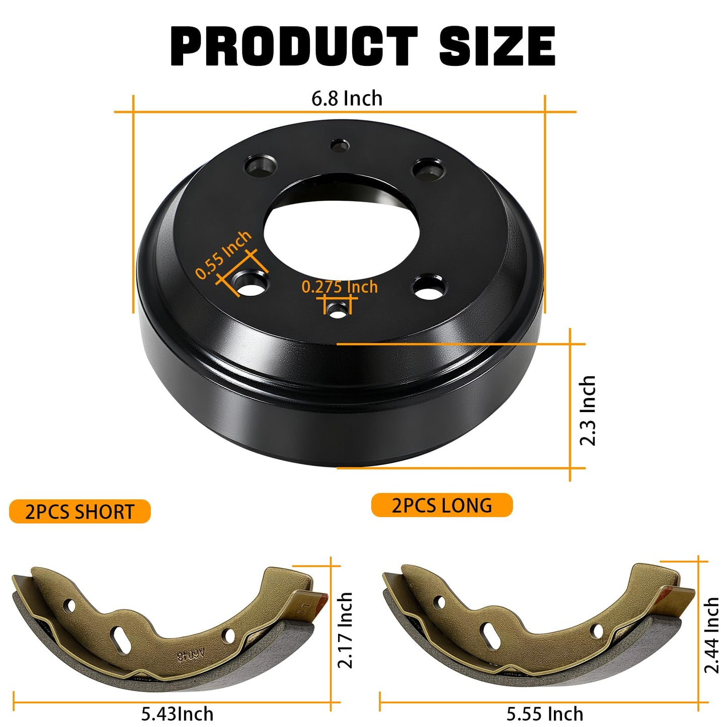 Golf Cart Yamaha Brake Drum and Brake Shoes Spring Kit Fit for Yamaha G14, G16, G19, G22 G&E 1994-2006 Models, OEM JU0-G6521-00-00, JN6-F5331-01-00, JN3-F5331-00