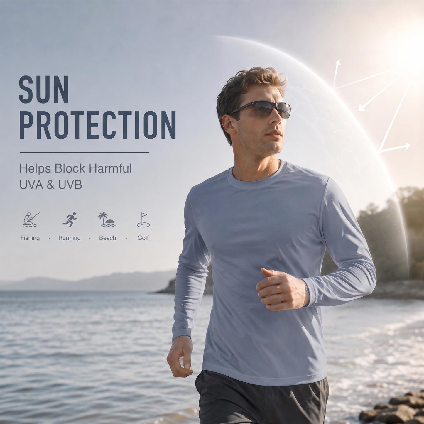 OYGSieg 6 Pack Long Shirts for Men Quick Dry Sun Protection Tee Shirts S
