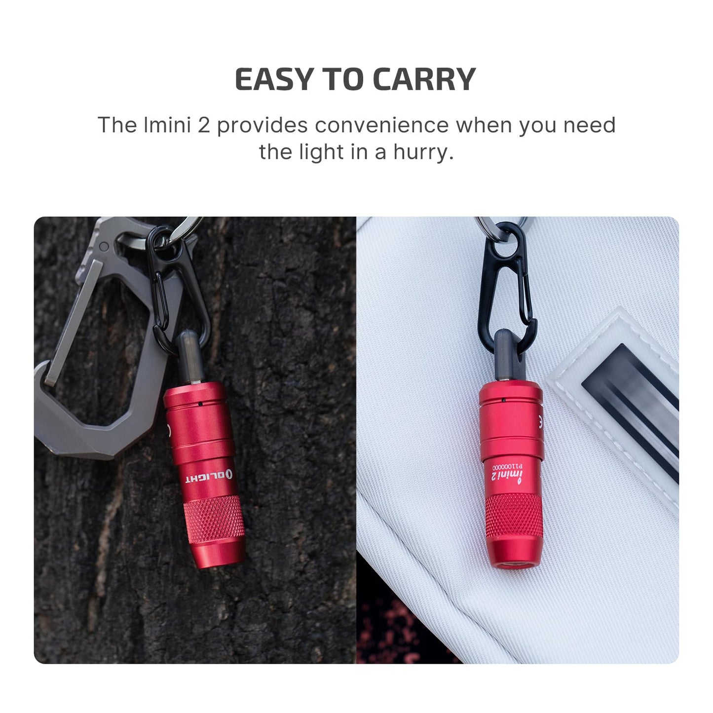 OLIGHT IMINI 2 EDC Rechargeable Keychain Flashlight, 50 Lumens Compact and Portable Mini LED Keyring Lights with Built-in Battery Ideal for Everyday Carry and Emergencies (Passionate Red)