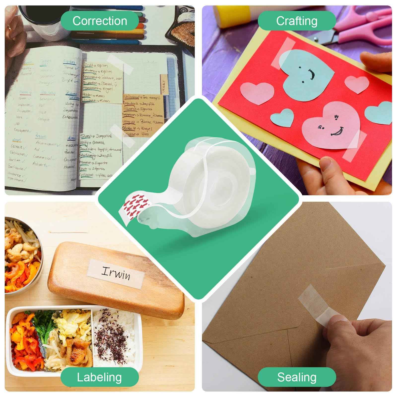 Bulk Tape clear, Invisible Tape, Matte Finish, Writable, 3/4 in x 650 in, 60 Rolls with Dispensers, Transparent Tape, Ideal for Christmas Wrapping Paper, Gift Wrap, School Supplies & Office Use