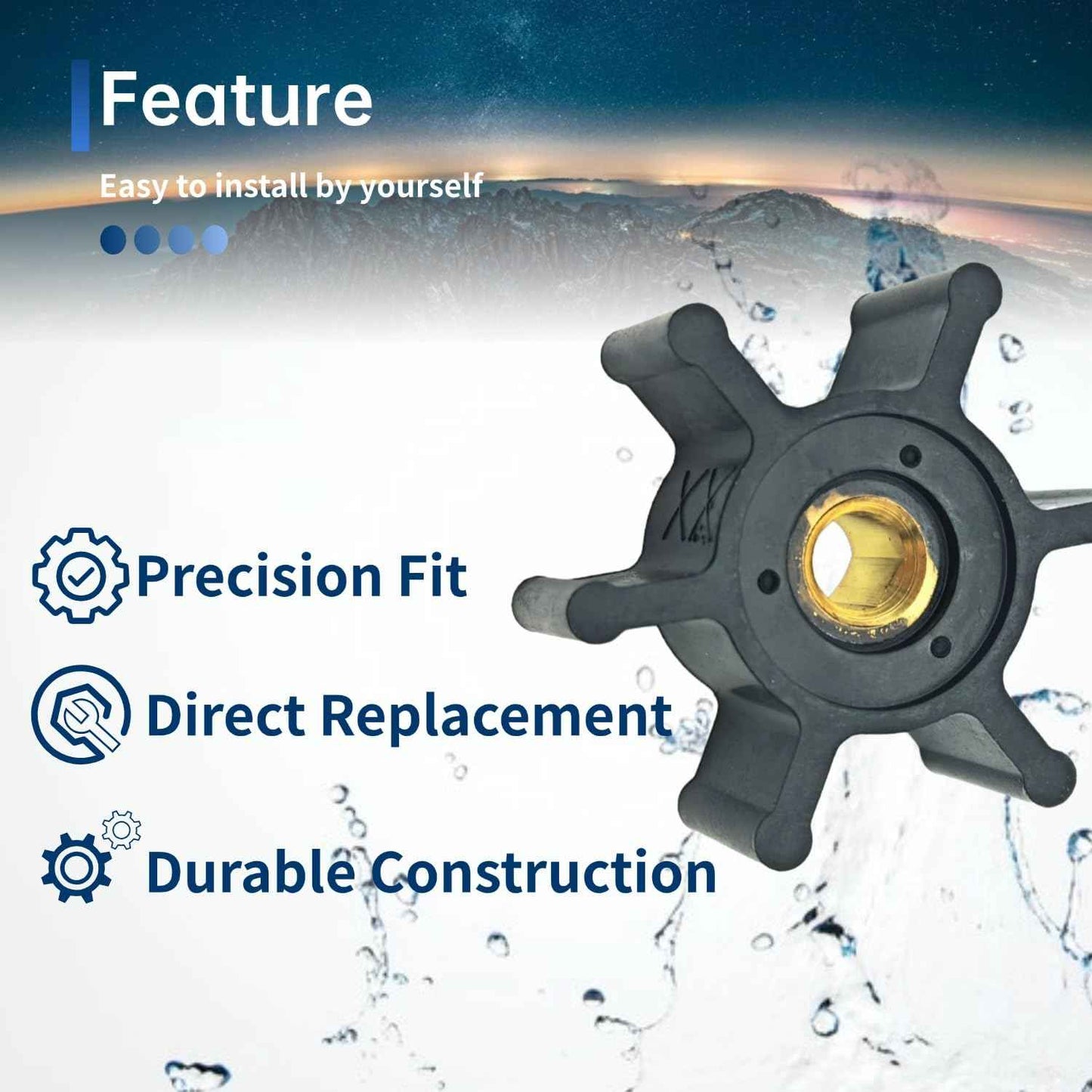 FREPURDO Brass Core Impeller & Seal Kit - Professional Grade Replacement for Milwaukee M18 Transfer Pump 2771-20, OEM 49-16-2771 Upgrade with FFKM O-Ring ﻿