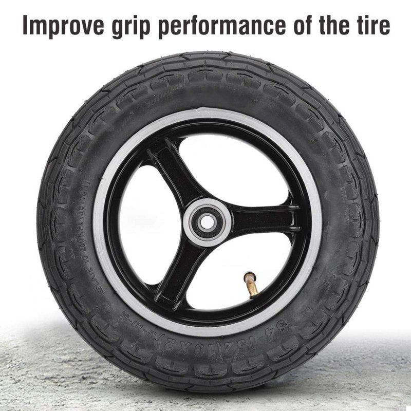 Alomejor 10 inch scooter tire, rubber aluminum alloy wheel replacement for commuters urban riders electric scooter travel city commuting