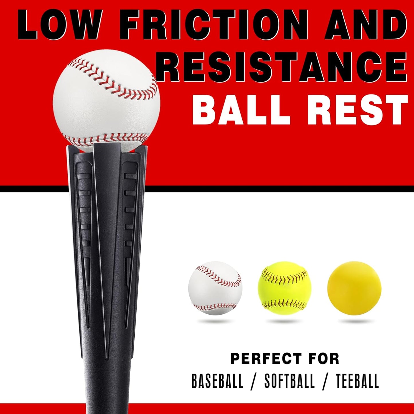 Skiennix 4-Prong Ball Rest Batting Tee - Adjustable 23" to 44" for Baseball & Softball Hitting