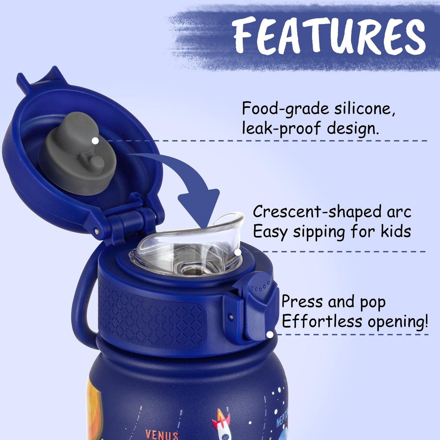 GOPPUS Kids Insulated Water Bottle 12oz, Leakproof Stainless Steel Thermos, BPA Free Double Wall Vacuum Insulated Bottle for School, Travel, Sports & Outdoor Activities, Boys Girls
