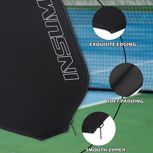 INSUM Premium Pickleball Paddle Cover Case | Durable Material Pickleball Covers Bag (Black)