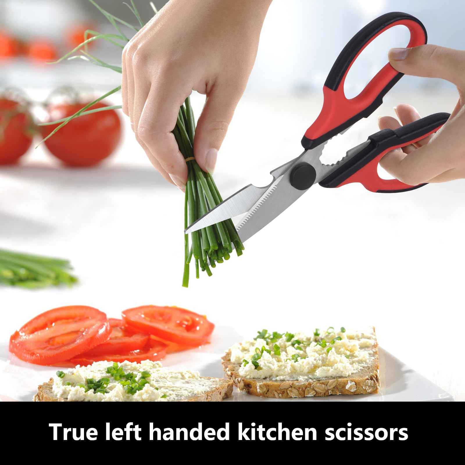 Left Handed Scissors, Kitchen Shears and Can Opener, Peeler Set, Lefty Tools Utensils for Left Hand People/Adults (4 in 1)