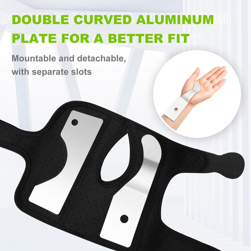 Shappy Bowling Wrist Support Brace with Thumb Spica Splint Right Hand Breathable Wrist Gloves Splint with Removable Aluminum Plate for Women Tendonitis Arthritis Sprains (Black)
