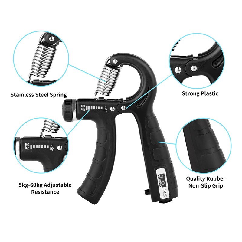 steelway Grip Strength Trainer Kit (3 Pack), Counting Hand Gripper Adjustable Resistance from 11-132 LB (5-60 kg), Finger Stretcher & Stress Relief Grip Ball for Athletes Muscle Building and Injury Recovery