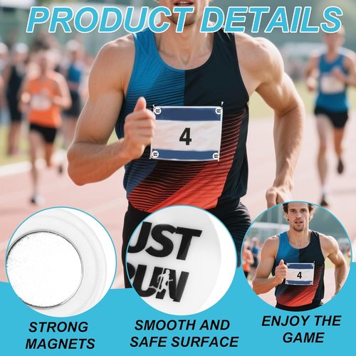 Magnetic Race Bib Clips by Skiennix - 4 Pairs of Durable Holders for Marathon Runners