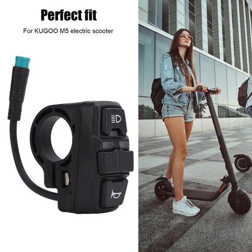 3 in 1 Ebike Switch Universal Handlebar Switch for Headlight, Horn &Turn Signal Compatible with KUGOO M5 Electric Scooter, ABS Lightweight Control (Black)