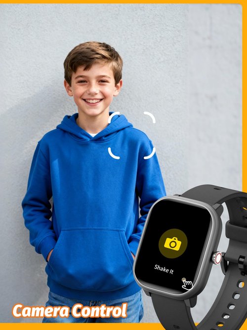 Roffnet Kids Smart Watch for Boys Girls, Fitness Tracker with Heart Rate Sleep Monitor, 1.83" Touchscreen with 12 Puzzle Games, Waterproof Activity Tracker Pedometer for Android iPhone (Black)