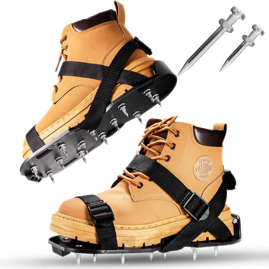 Gunite Spiked Shoes for Epoxy Floor,2 in 1 Fully Assembled，2 Lengths of Spikes with 1.8"" and 1.2"" Short Spikes，Perfect for Epoxy Garage Floors,Overlays, Lawn Aeration，Aerator Shoes