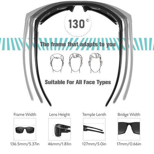 DUCO Polarized Sports Sunglasses for Men Women UV400 Protection Lightweight TR90 Cycling Glasses for Fishing Driving Running F103