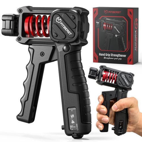 FitBeast Grip Strength Trainer, Adjustable Hand Gripper Strengthener with Counter, 10-130LB Forearm Strengthener for Strength Training, Recovery & Stress Relief – Ergonomic Handle for Men & Women