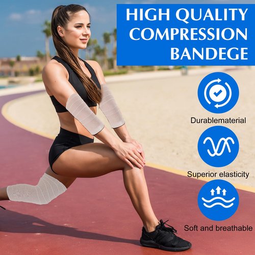 20 Pack 4 Inch Elastic Bandage Wrap with Self Closure on Both Ends Compression Bandage for Legs, Knees, Ankles, Wrists, Elbows, Shoulders, Athletic Stretchable Bandage Wrap
