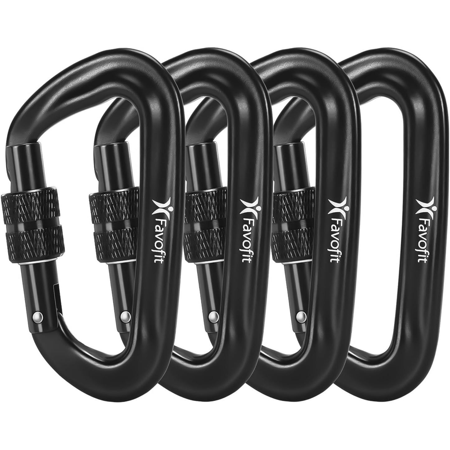 12kN Heavy Duty Carabiner Clips - Favofit Ultralight Screw-Lock Locking Carabiner for Keychain Clip Key Ring Hammock & Dog Leash - Snag-Free D Ring Carabiners for Camping & Gym