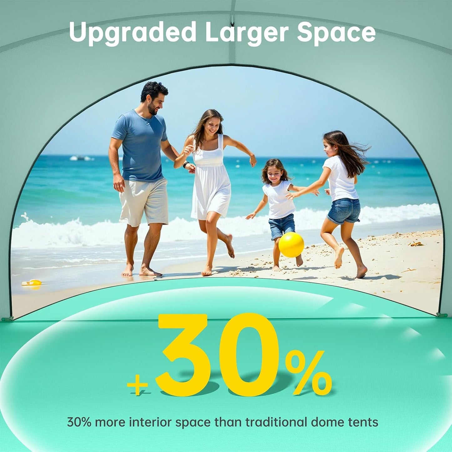 Raynesys Beach Tent - Portable Sun Shelter for 1-4 People | Green Shade with 2 Zippered Doors